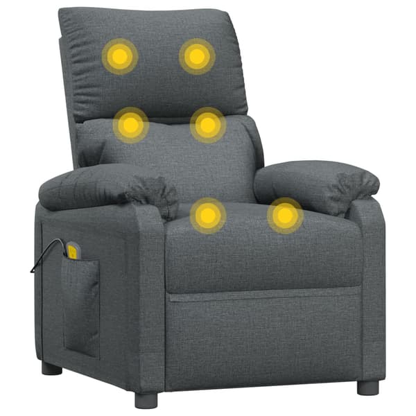 vidaXL Massagefåtölj mörkgrå tyg