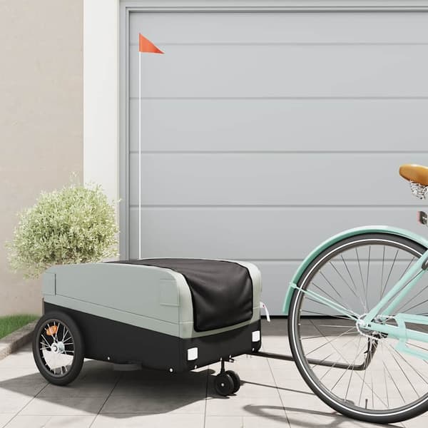 vidaXL cykelanhænger, sort og grå, 45 kg, jern