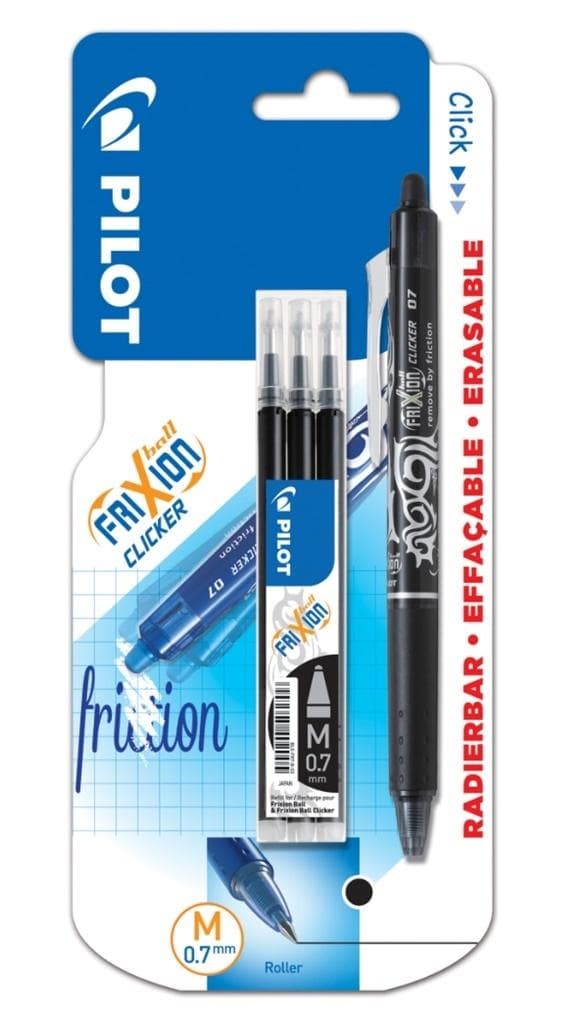 FriXion Clicker kuglepen sort 0,7 + refills