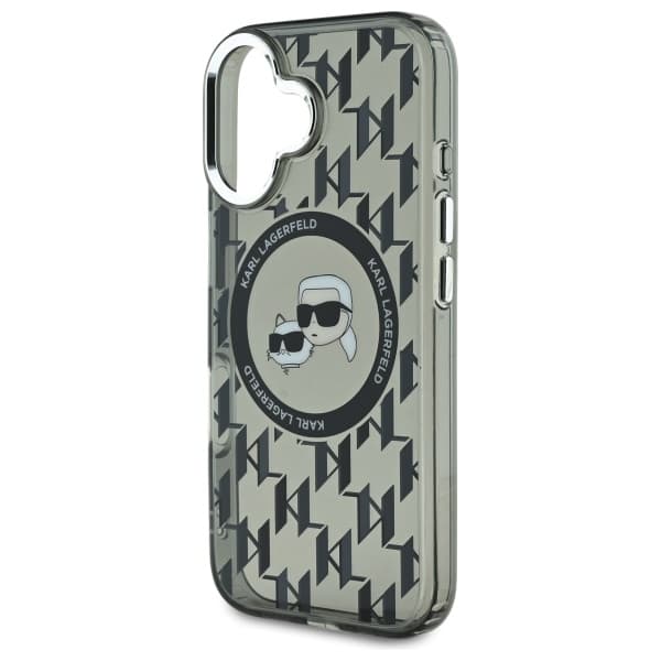 Karl Lagerfeld IML Monogram Karl&Choupette Head MagSafe-etui til iPhone 16, sort