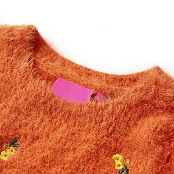 Stickad barntröja, bränd orange, 116