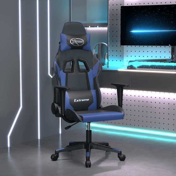 vidaXL gamingstol, sort og blå, kunstlæder