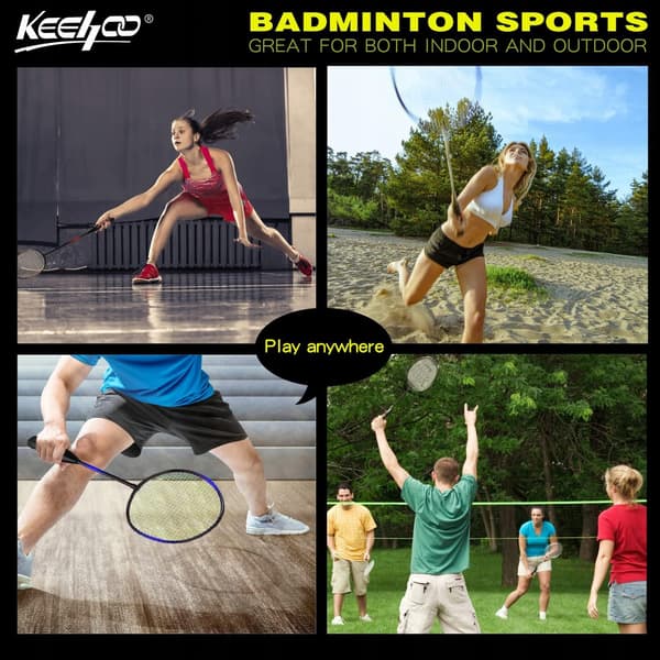 KH 2-4 badmintonracketset för vuxna och barn 4 racketar 6 badmintonbollar