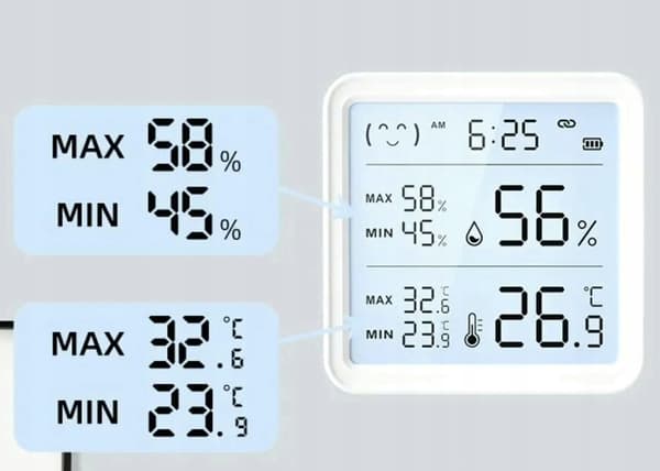 Tuya TH08Pro Bluetooth-sensor, stor LCD-skärm, temperatur och luftfuktighet, klocka