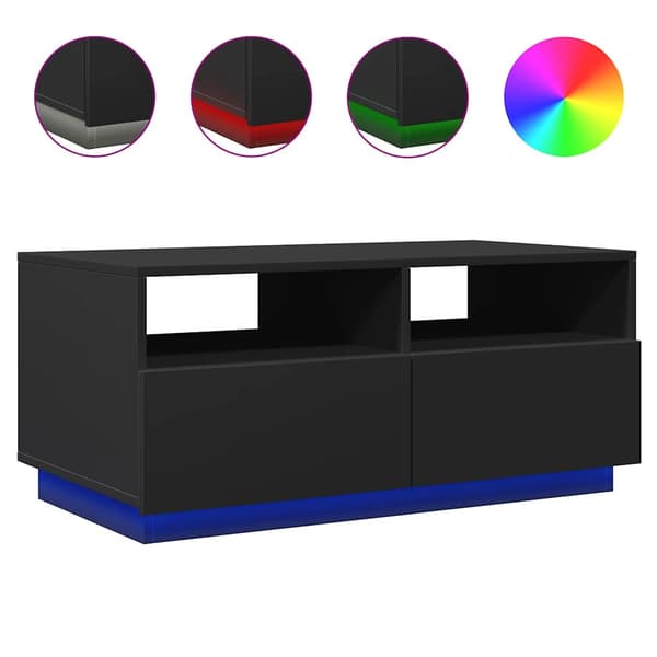 vidaXL LED sofabord sort 90x49x40 cm