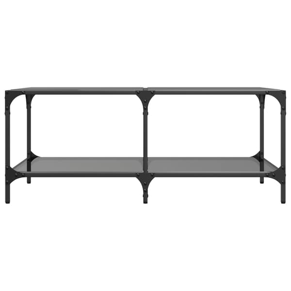 vidaXL sofabord med sort glasplade 98,5x50x40 cm stål
