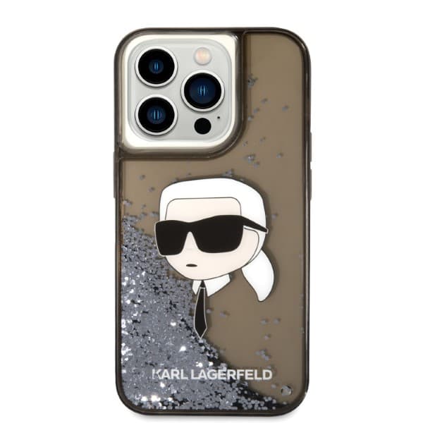 Karl Lagerfeld Glitter Karl Head-etui til iPhone 14 Pro Max, sort