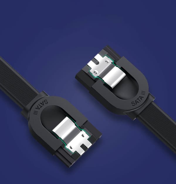SATA 1.0-3.0 fladkabel op til 5 Gb/s 0,5m - sort