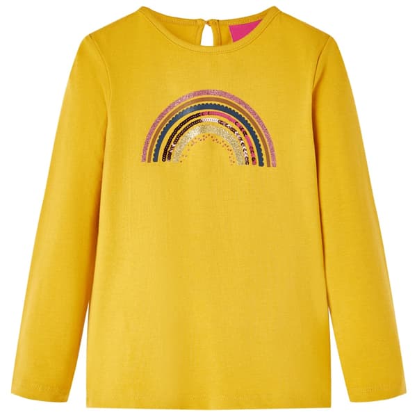 Børne langærmet T-shirt, okker, 128