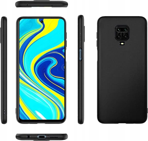 Etui til Redmi Note 9 Pro / 9s / 9 Pro Max Sort, Mat, Tyndt + 9H GLAS
