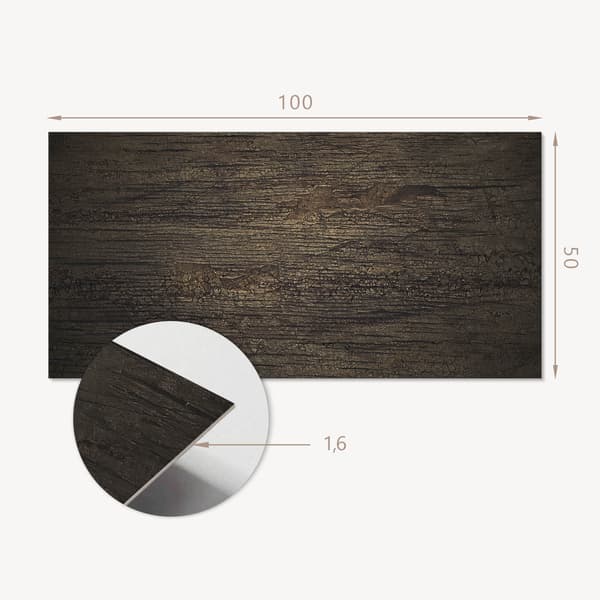 Trykt vinylpanel, klar til montering, 100x50 cm, træstruktur med tegning