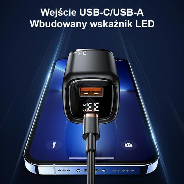 USAMS Vægoplader 1xUSB-C + 1xUSB T46 33W PD3.0 + QC3.0 Hurtigopladning sort