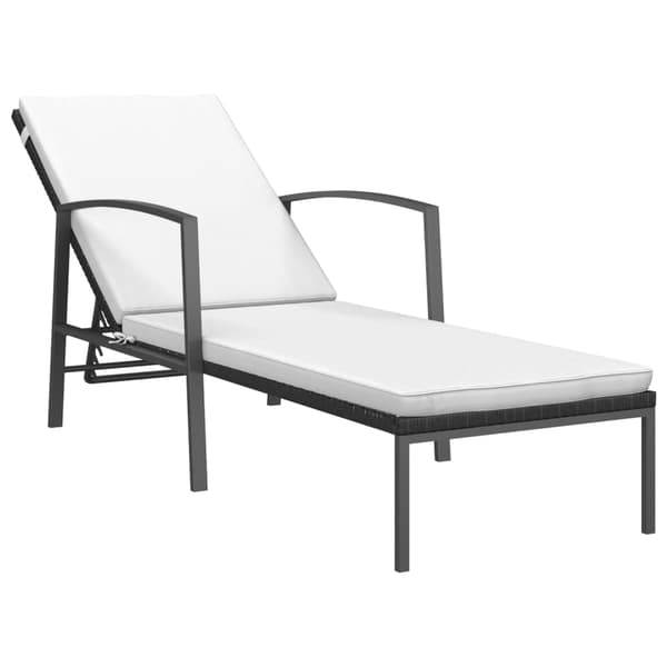 vidaXL liggestole med bord, sæt med 2, polyrattan, sort
