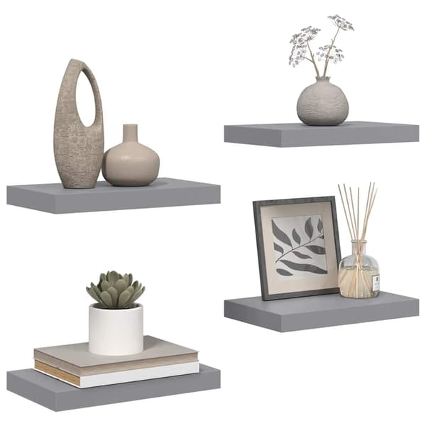 vidaXL Seinähyllyt, 4 kpl, harmaa, 40x23x3,8 cm, MDF