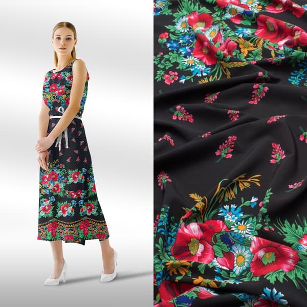 Silki blomsterbuketter kant dobbeltsidet sort