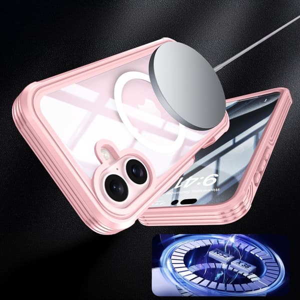 iPhone 16 Plus -iskunvaimennussuoja MagSafe-lasilla, pinkki