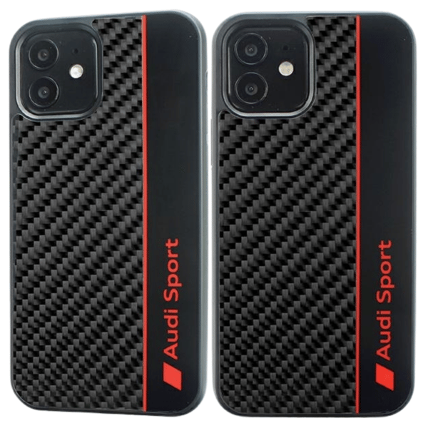 Audi Kulfiber Stripe Cover til iPhone 11 / Xr, Sort