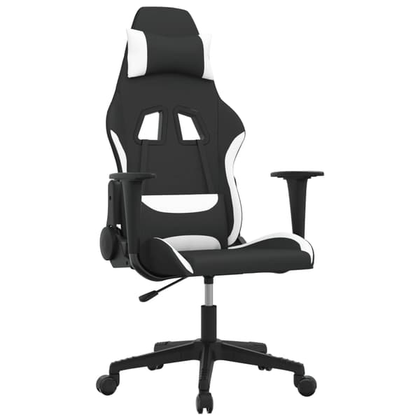 vidaXL massage-gamingstol sort og hvid stof