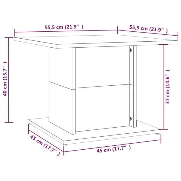 vidaXL sofabord brunt egetræ 55,5x55,5x40 cm