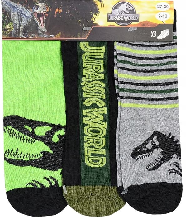Jurassic World Dinosaurs drenge strømper 3-pak 27/30