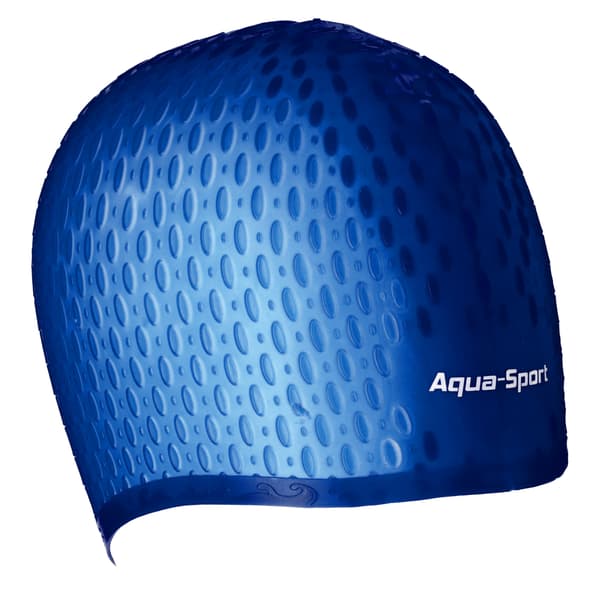 Aqua-Sport silikonebadehat blå til langt hår AS1262