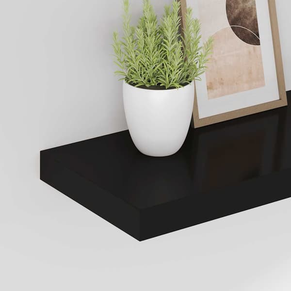 vidaXL væghylder, 2 stk., sorte, 60x23,5x3,8 cm, MDF