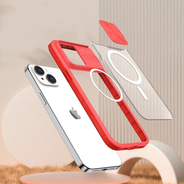 iPhone 15 cover, slidekamera Magsafe, rød