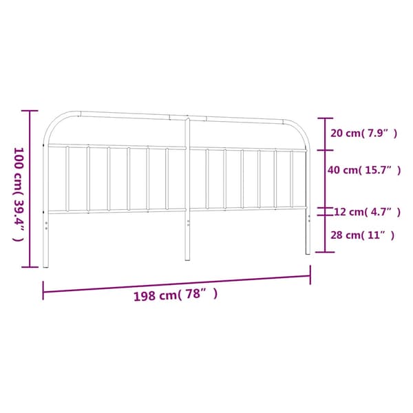 vidaXL metalsengegavl, sort, 193 cm