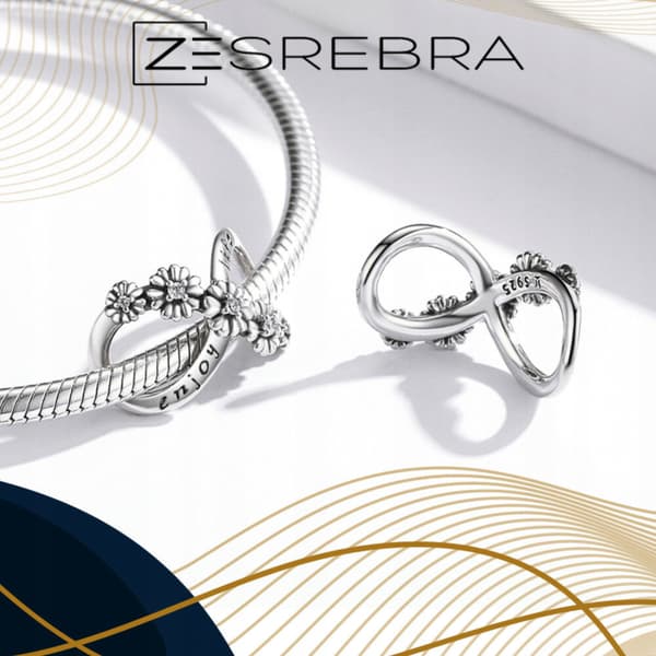 Infinity-tegn charms sølv 925 sølv blomster perle charms pr 925