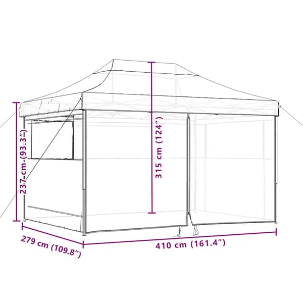 vidaXL 4-vægs pop-up festtelt sort