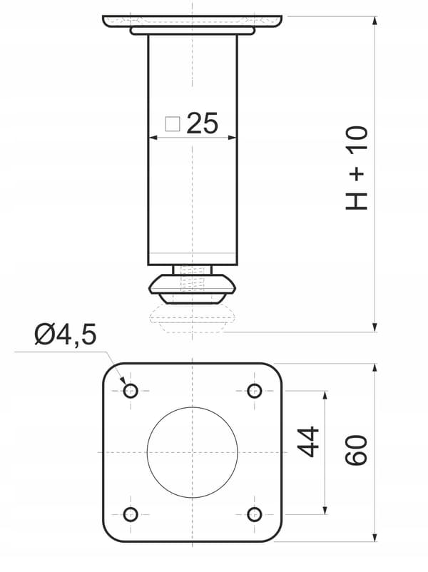 Möbelben SVART JUSTERBART ben H 10 cm för sängar, soffor, fåtöljer, AKS