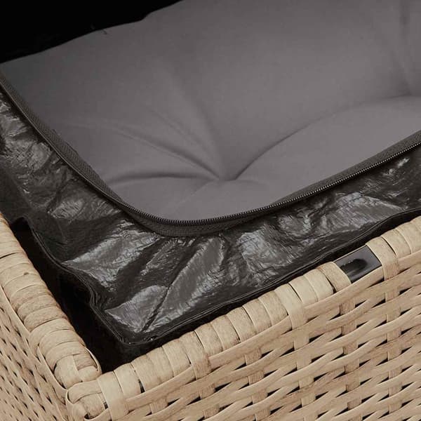 vidaXL 3-sits trädgårdssoffa med kuddar, beige, polyrotting