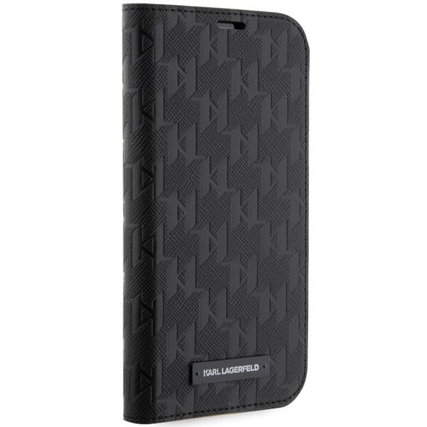 Karl Lagerfeld Saffiano Monogram Flip-etui til iPhone 14 Pro, Sort