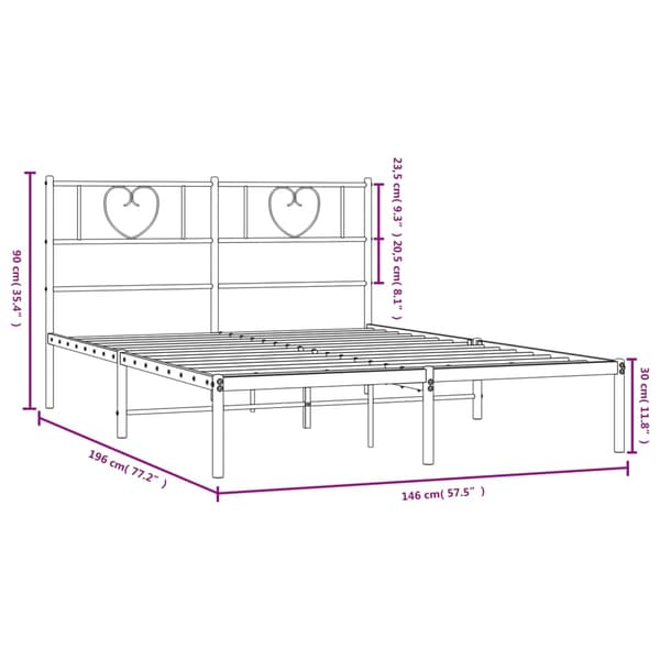 vidaXL metalsengestel med hovedgærde hvid 140x190 cm