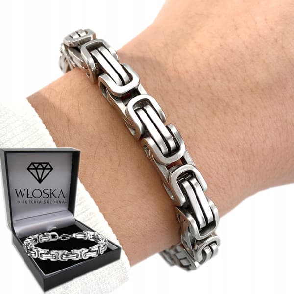 TJOCKT ARMBAND Silver Herrarmband Bysantinskt ROYAL + GRATIS