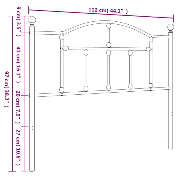 vidaXL metalsengegavl sort 107 cm