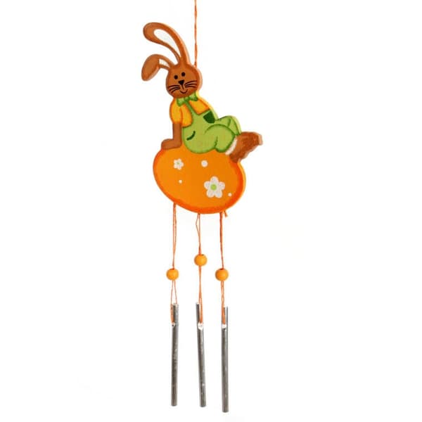 Kaninformat hänge med klocka, orange, 24 cm