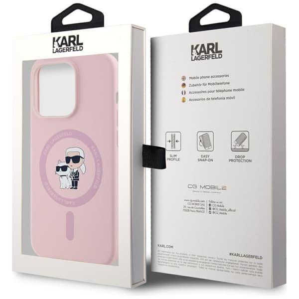 Karl Lagerfeld Silikone Karl&Choupette MagSafe-etui til iPhone 14 Pro Max Lyserød