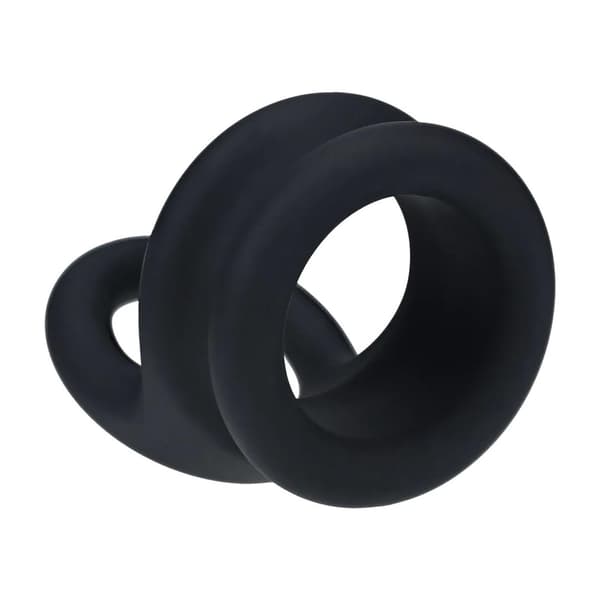 Bred Dobbelt O Silikone Penisring - M - Sort