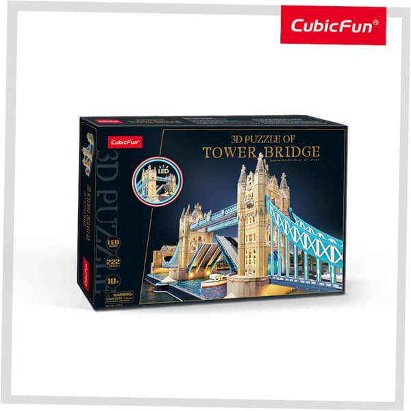 Kubisk kul. 3D LED-pussel. Tower Bridge. 220 bitar