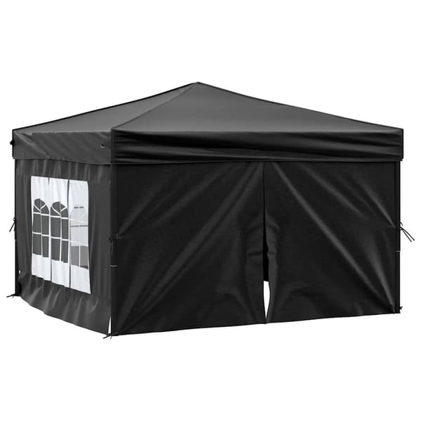 vidaXL foldbart festtelt med sider sort 3x3 m