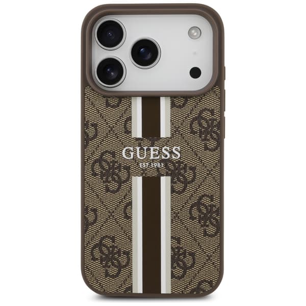 Guess 4G Printed Stripes MagSafe-etui til iPhone 17 Pro brunt