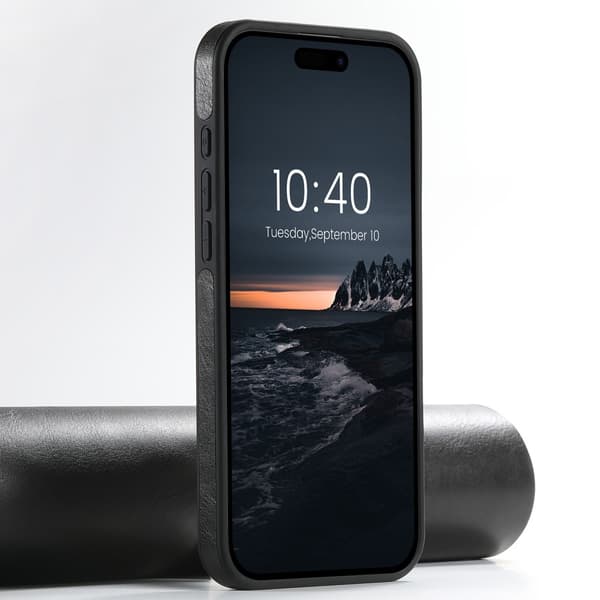Suteni MagSafe-etui til iPhone 16 Pro - Sort, Læder, Magnetisk, med Standfunktion