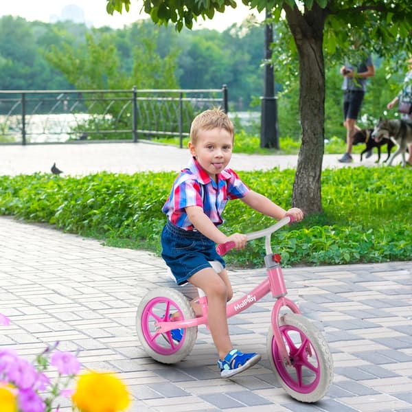 Balanscykel Barncykel EVA Hjul 12" Rosa och Vit