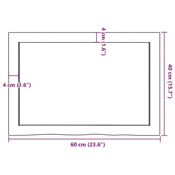 vidaXL hylde mørkebrun 60x40x(2-4) cm egetræsfinish