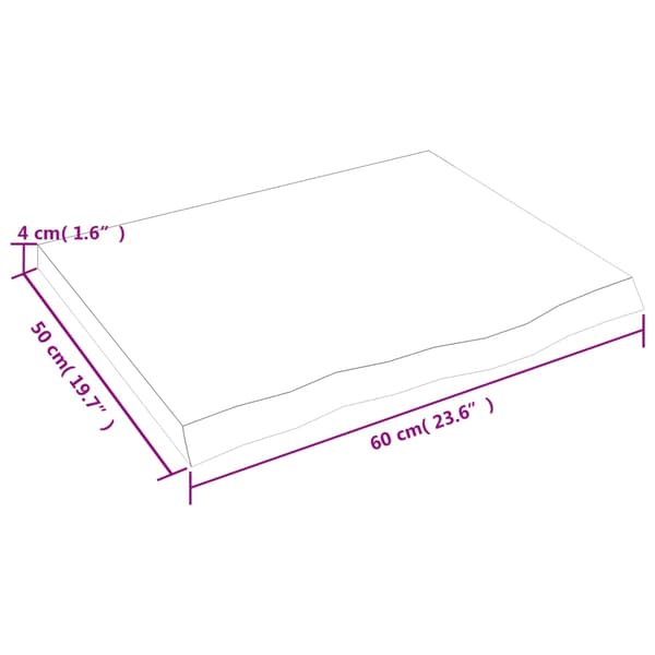 vidaXL hylde mørkebrun 60x50x(2-4) cm egetræsfinish