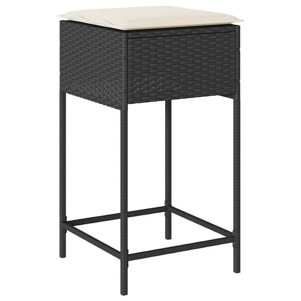 vidaXL 3-delt barsæt med hynder, sort polyrattan