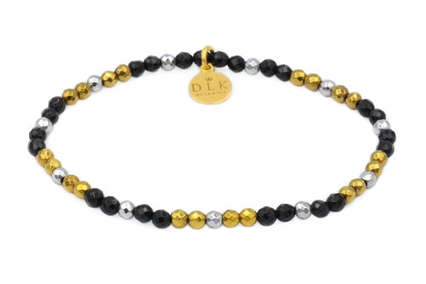 Armband "Onyx med guld- och silverhematiter"