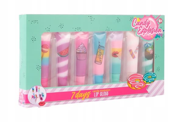 Läppglansset med Candy Explosion, 7 delar, kreativ kosmetika för barn