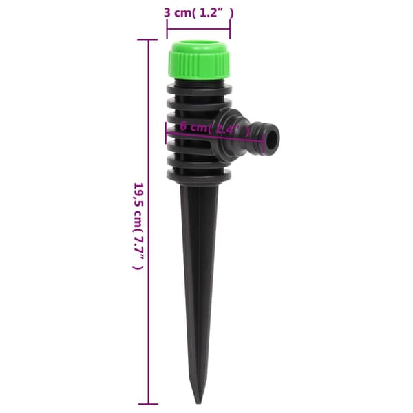 vidaXL roterende havesprinklere, 6 stk., 3x6x19,5 cm, ABS&PP